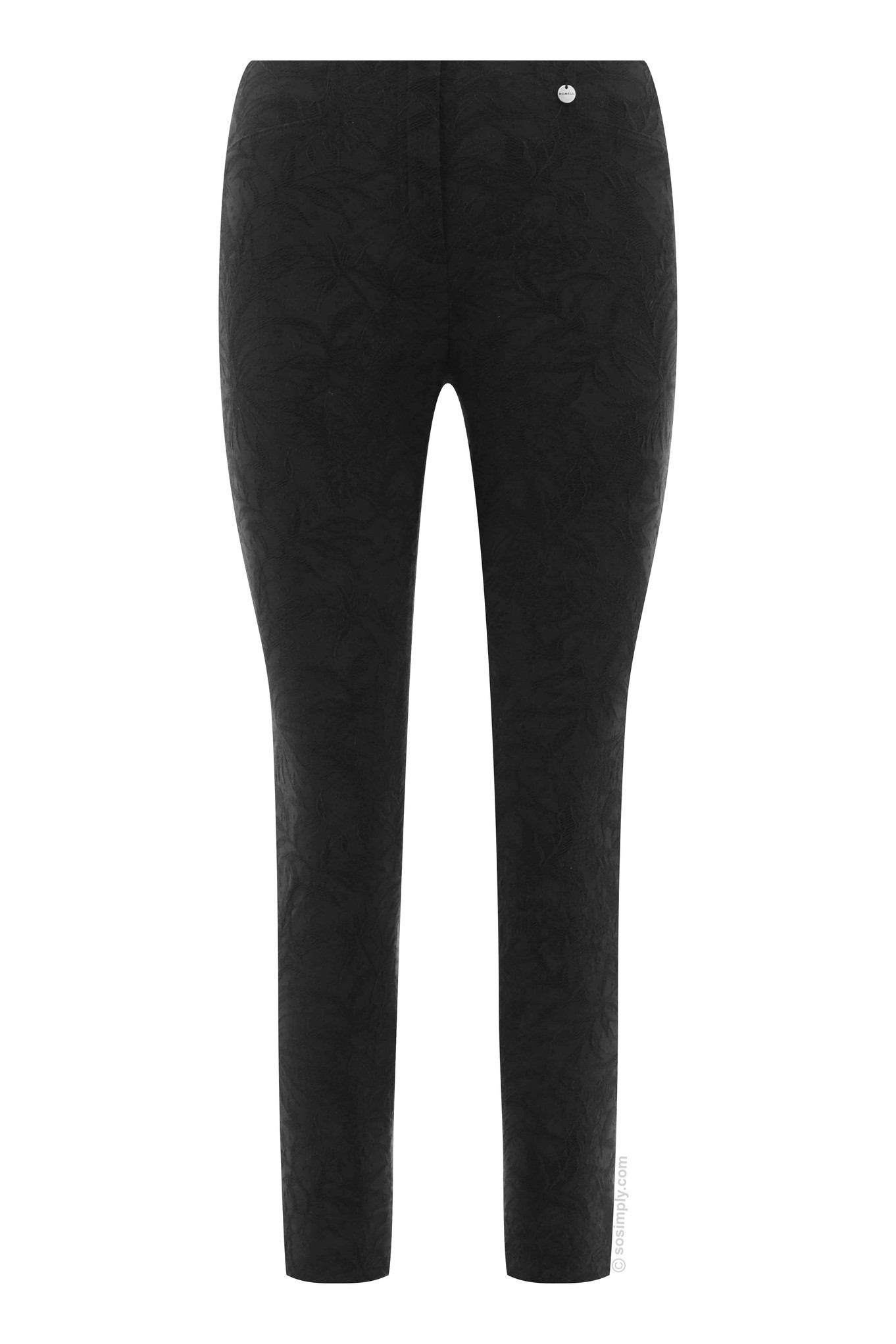 Robell Rose 09 Leaf Jacquard Trouser Black 90