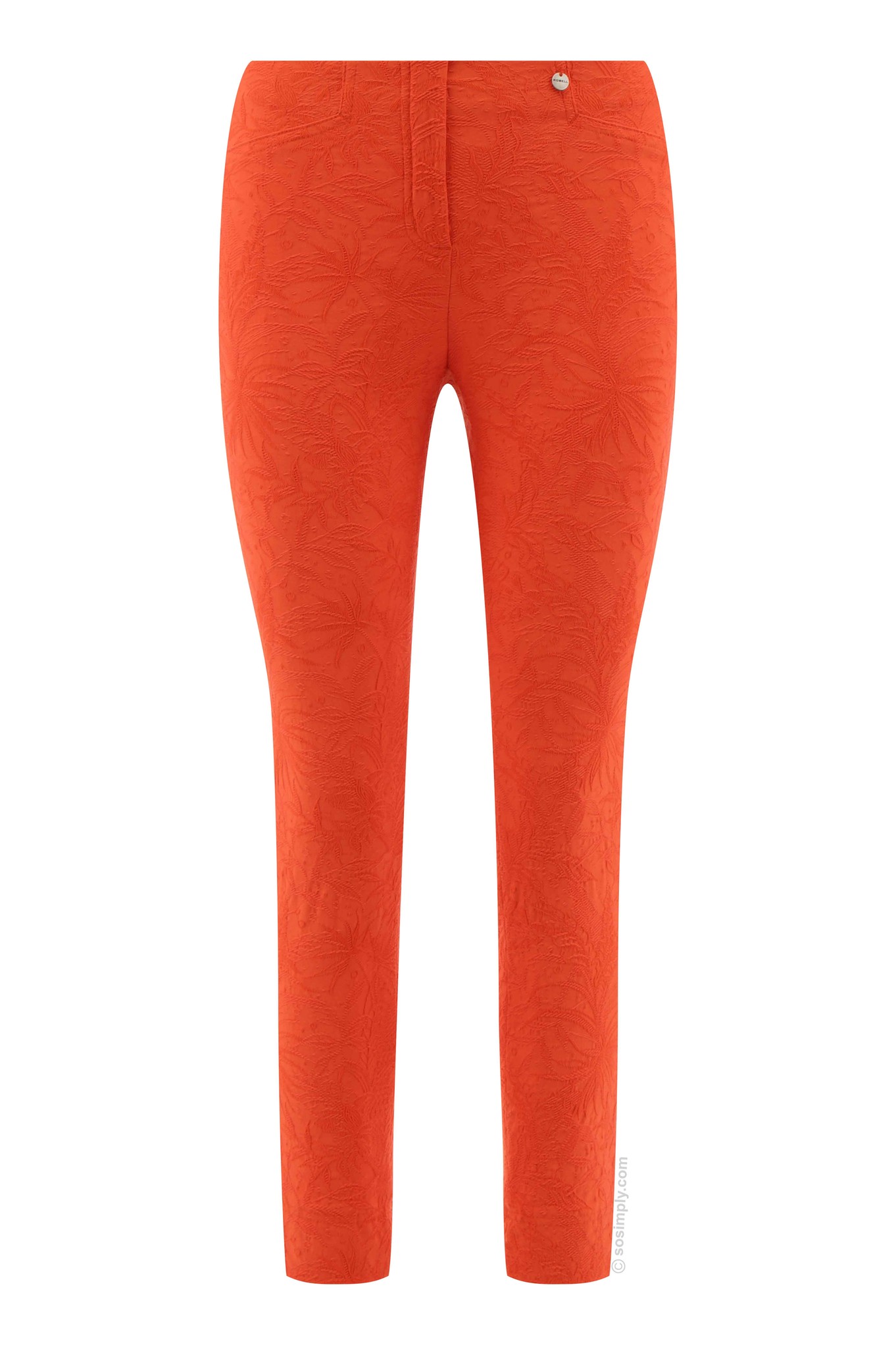 Robell Rose 09 Leaf Jacquard Trouser Orange 321
