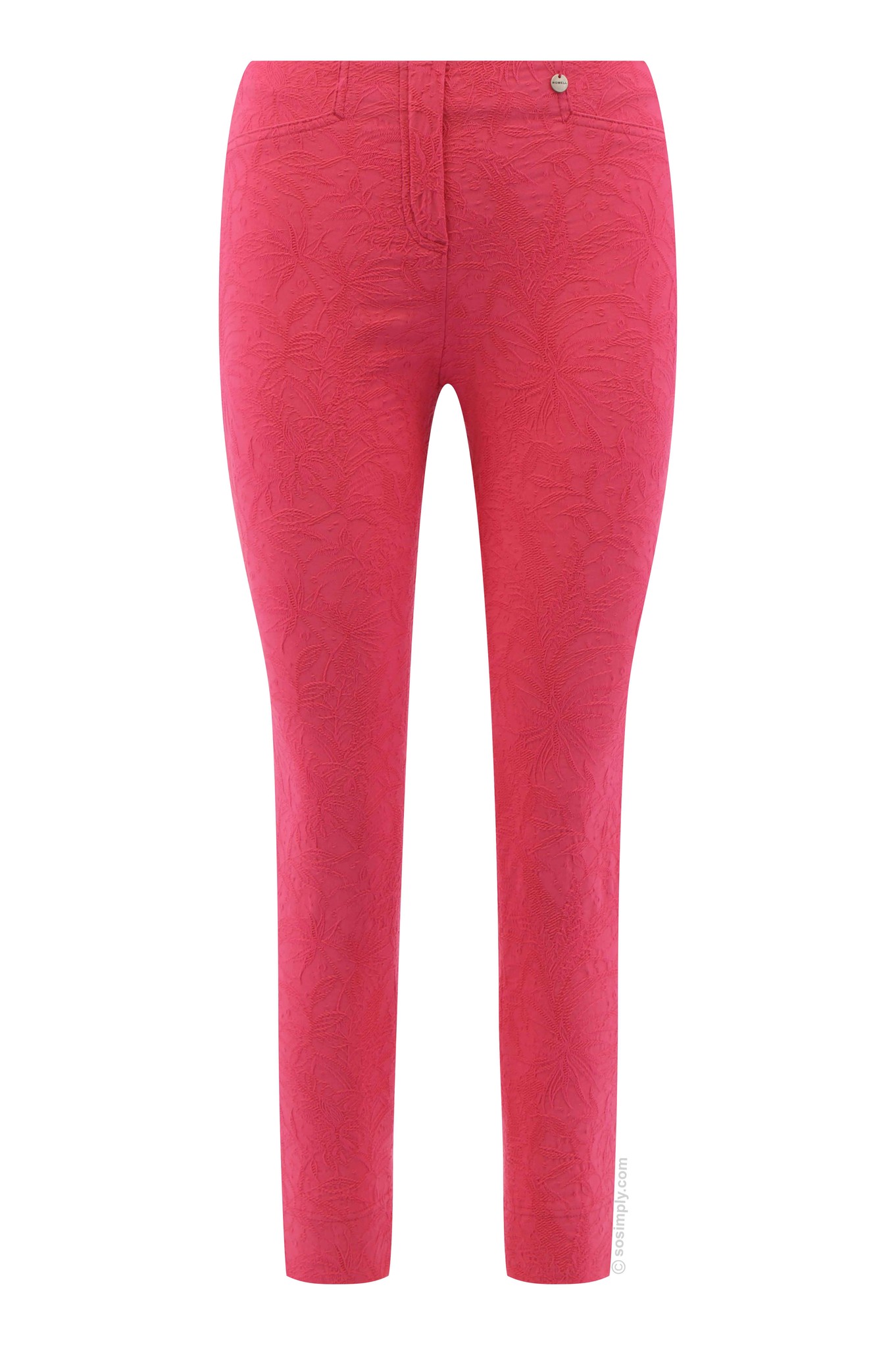 Robell Rose 09 Leaf Jacquard Trouser Pink 431
