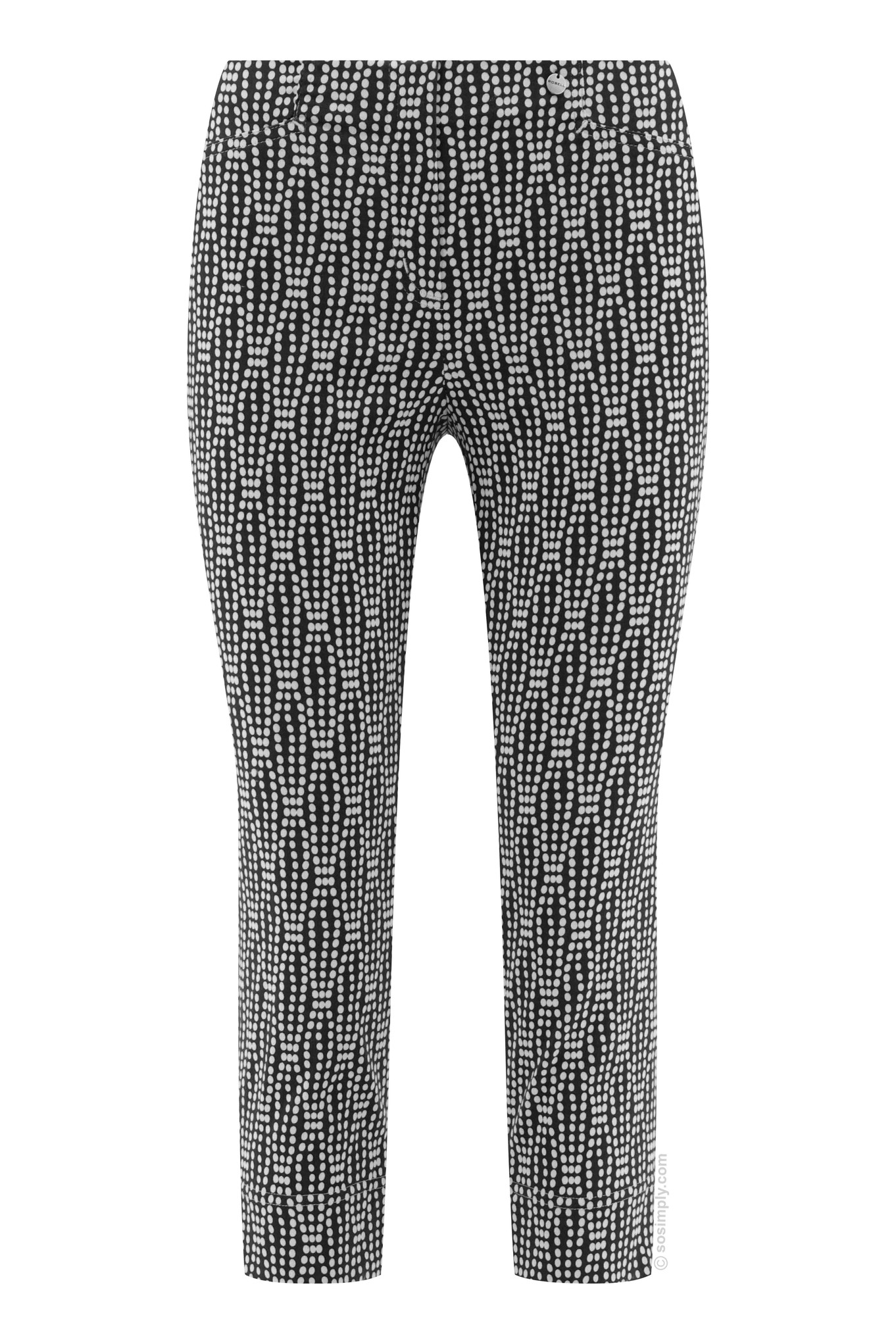 Robell Rose 07 Wavy Dots Crop Trouser Black 90