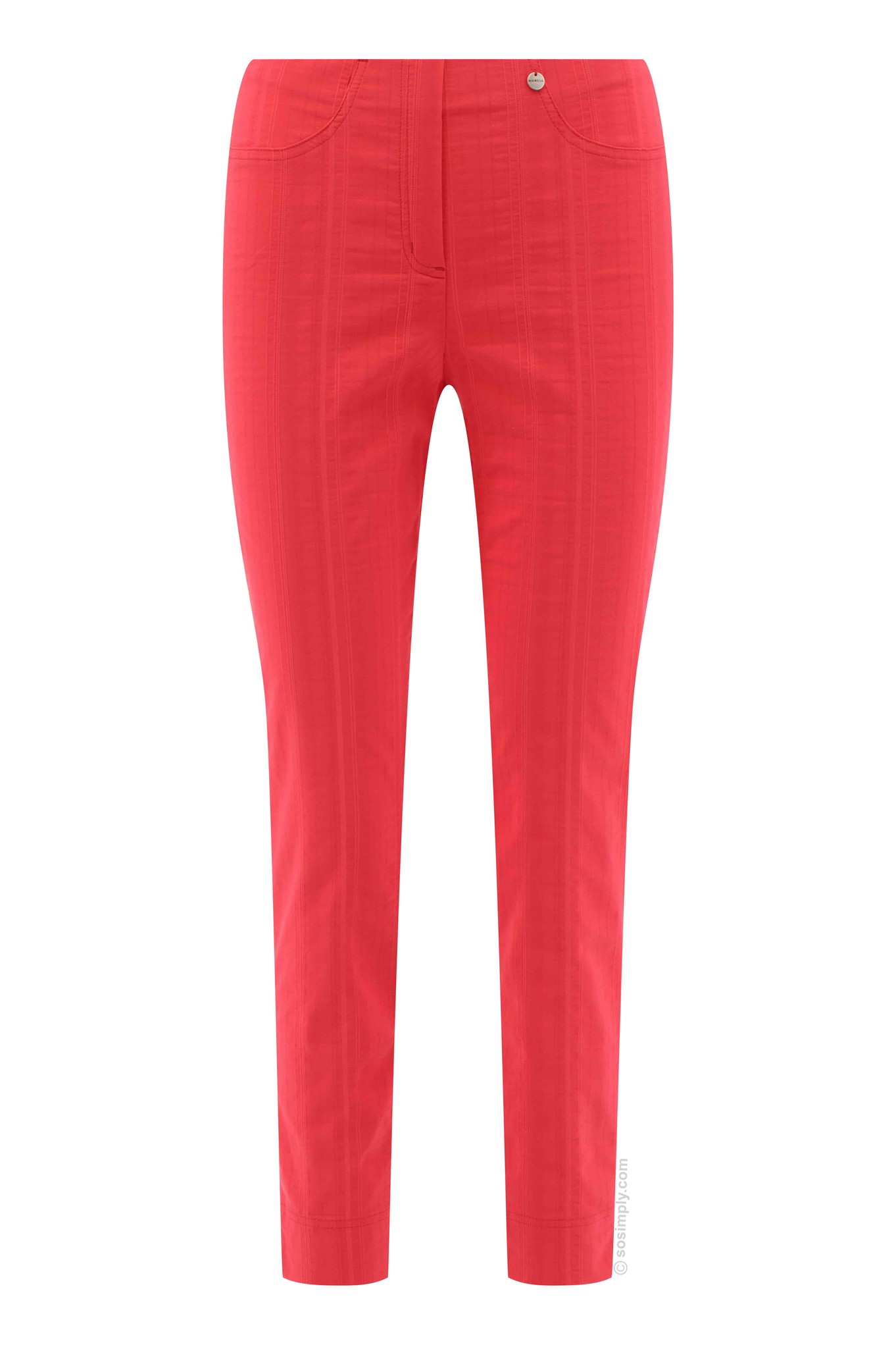 Robell Bella 09 Seersucker Ankle Grazers Rosa Red 461