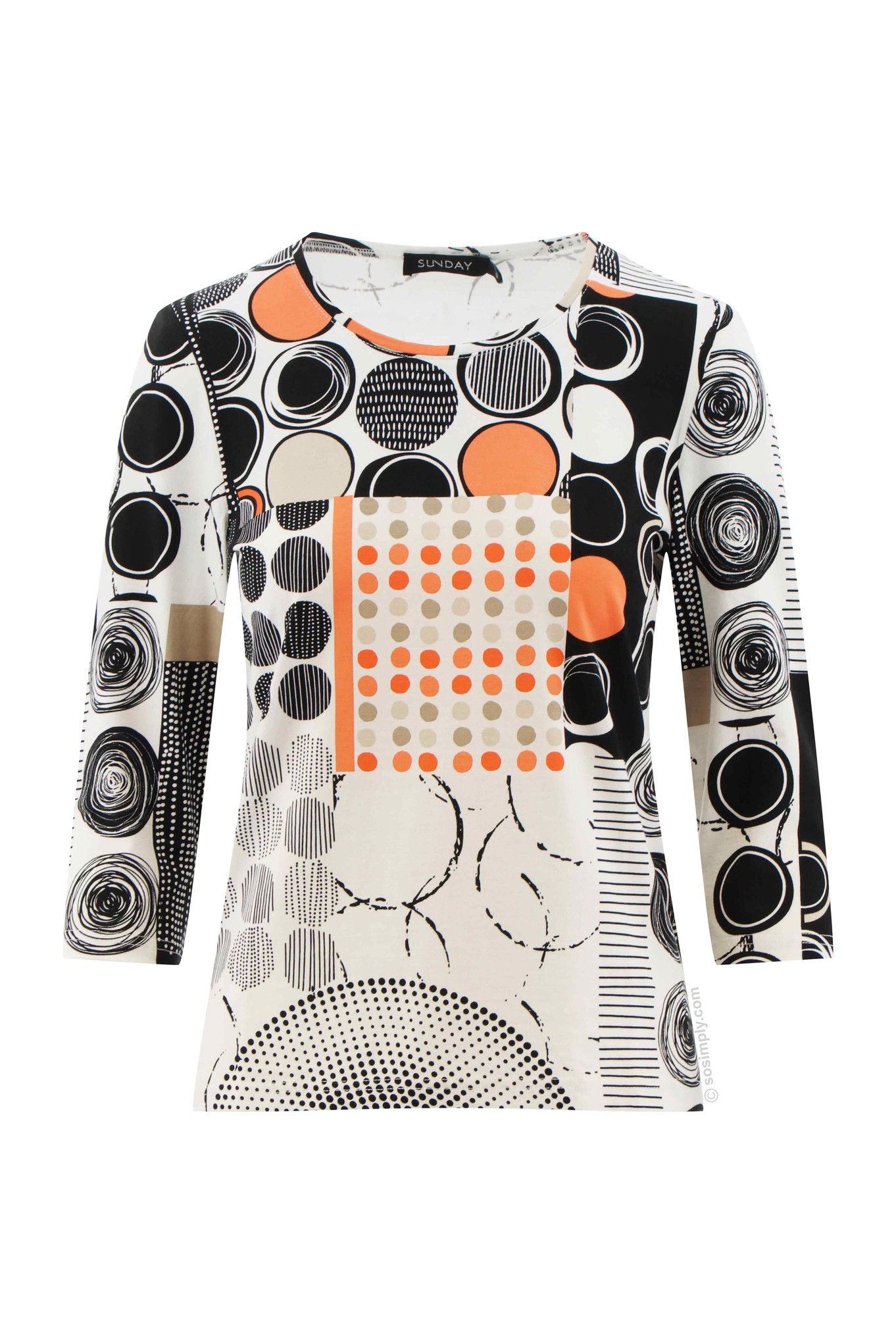 Sunday Dolly Abstract Top Coral 33