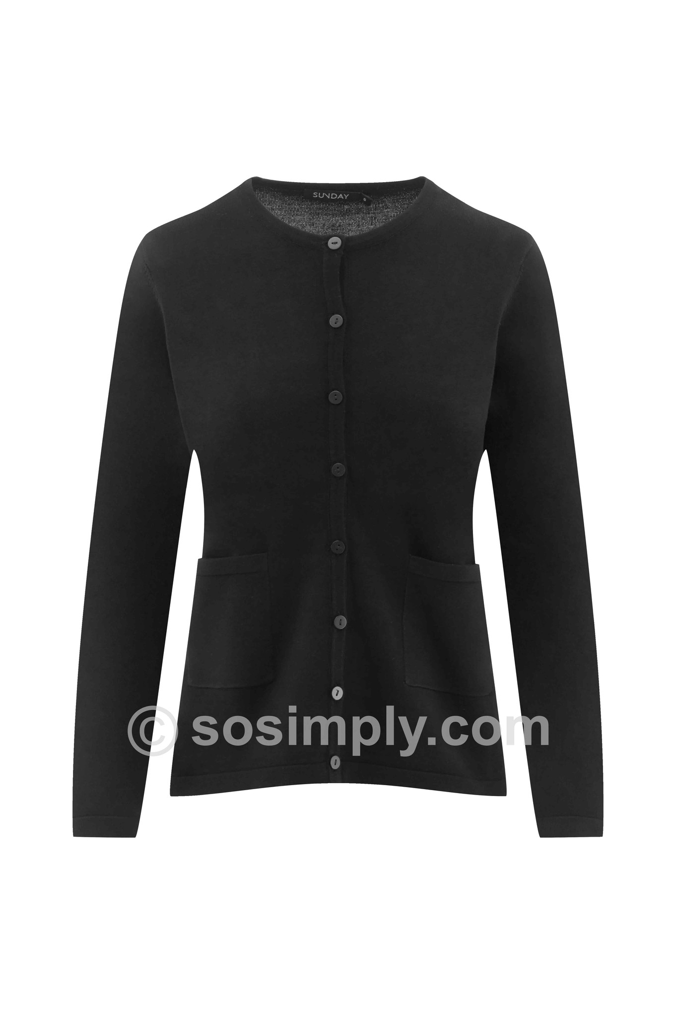 Sunday Classic Button Cardigan Black 90