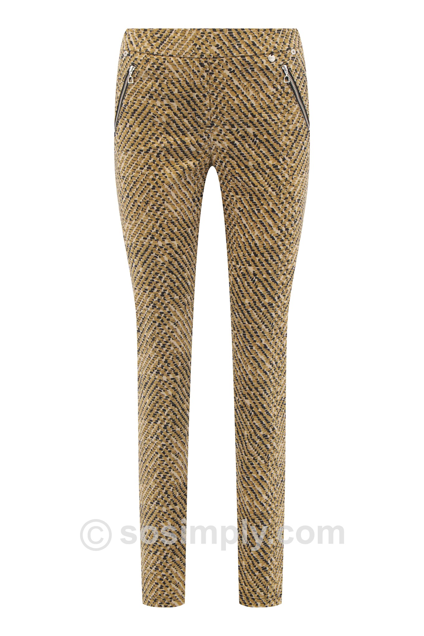 Robell Nena Abstract Herringbone Trouser Beige 14