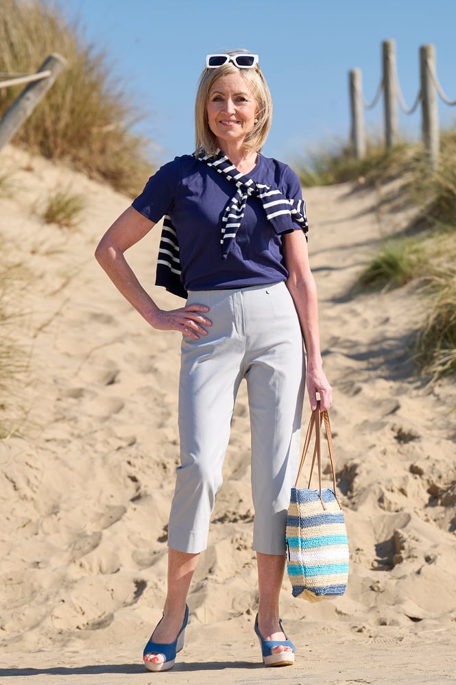 Robell Marie 07 Seersucker Crop Trouser - So Simply Robell