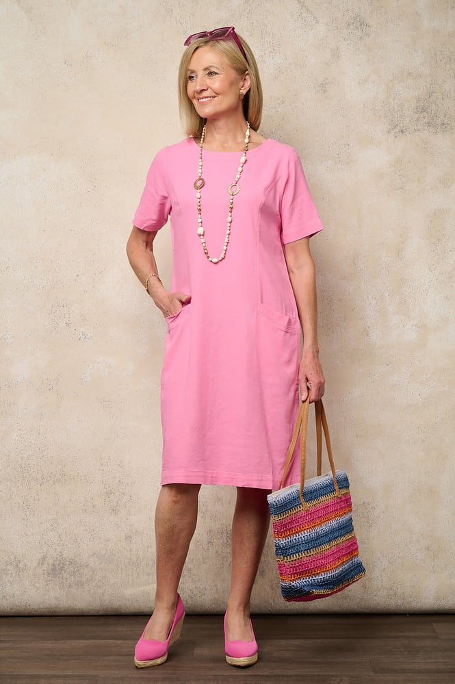 strapless open back dress Elena Short Sleeve Wrap Dress in Pink | Luxe Collection